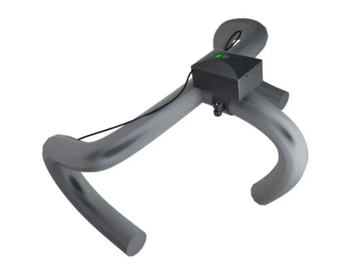 The Pulse unit clamped to a racing bicycle handlebar